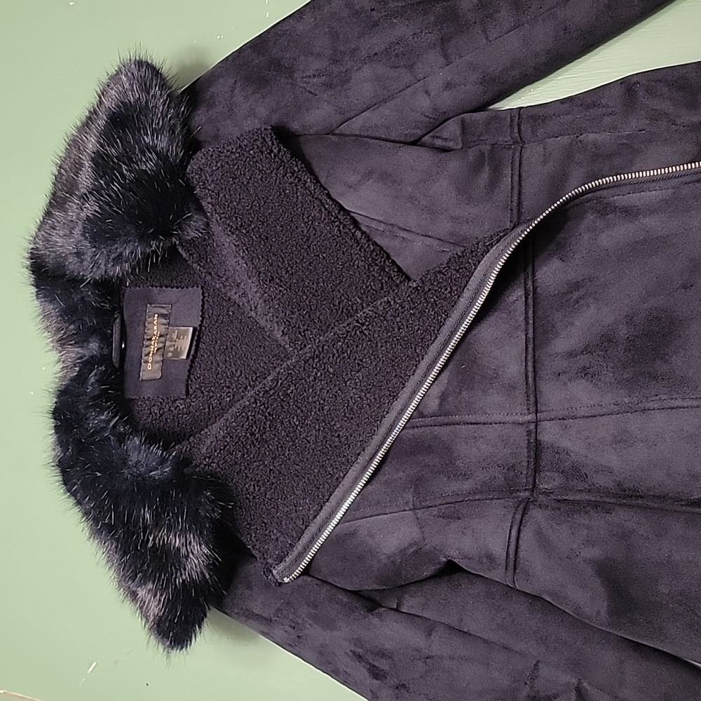 Donna Karan black thick trench coat